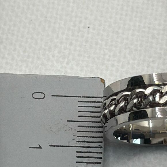 NWOT Size 9 Stainless Steel fidget spinner band with chain - Picture 3 of 4